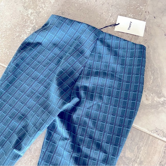 Theory Pull-On Pants Grid Scuba Leggings, Blue Multi Size P, New w/Tag $295 - Picture 5 of 8